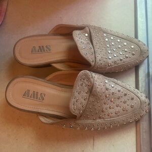 ALMS Tan Studded Mules for Women